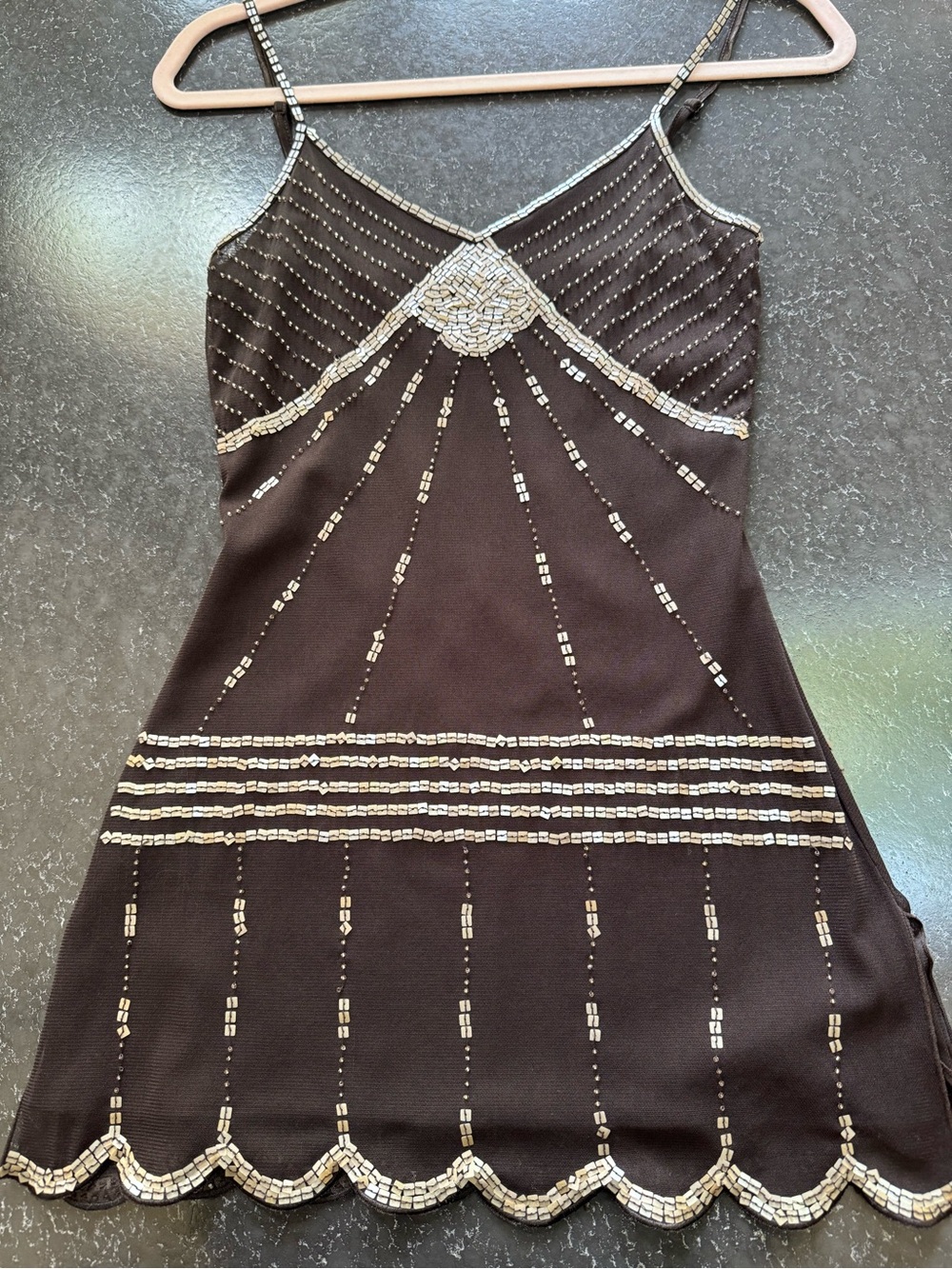 Vintage Arden B Dark Brown Beaded Camisole with Adjustable Straps